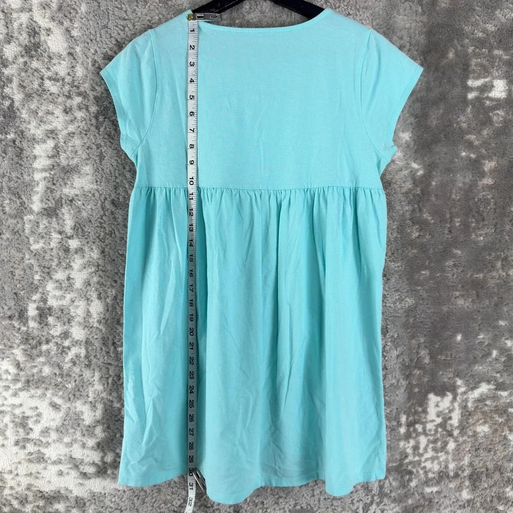 Lands' End Girls Size XL Pineapple Sequin Babydoll T-Shirt Blue Short